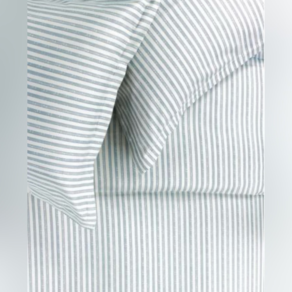 Printed Design Cotton Collection 400 Thread Count Navy Bamboo Strip Duvet Set Qn - Picture 2 of 5